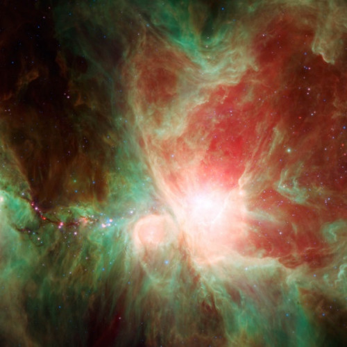 the Orion Nebula, an immense stellar nursery some 1,500 light-years away